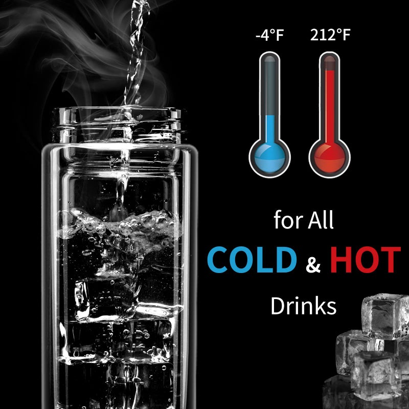 PARACITY Glass Tea Infuser Bottle Tea Flood Cup 12oz/350ml, Double Wall Borosilicate Portable Travel Tumbler Mug Leakproof for Loose Leaf Flower Herbal Tea Bags - Image 2